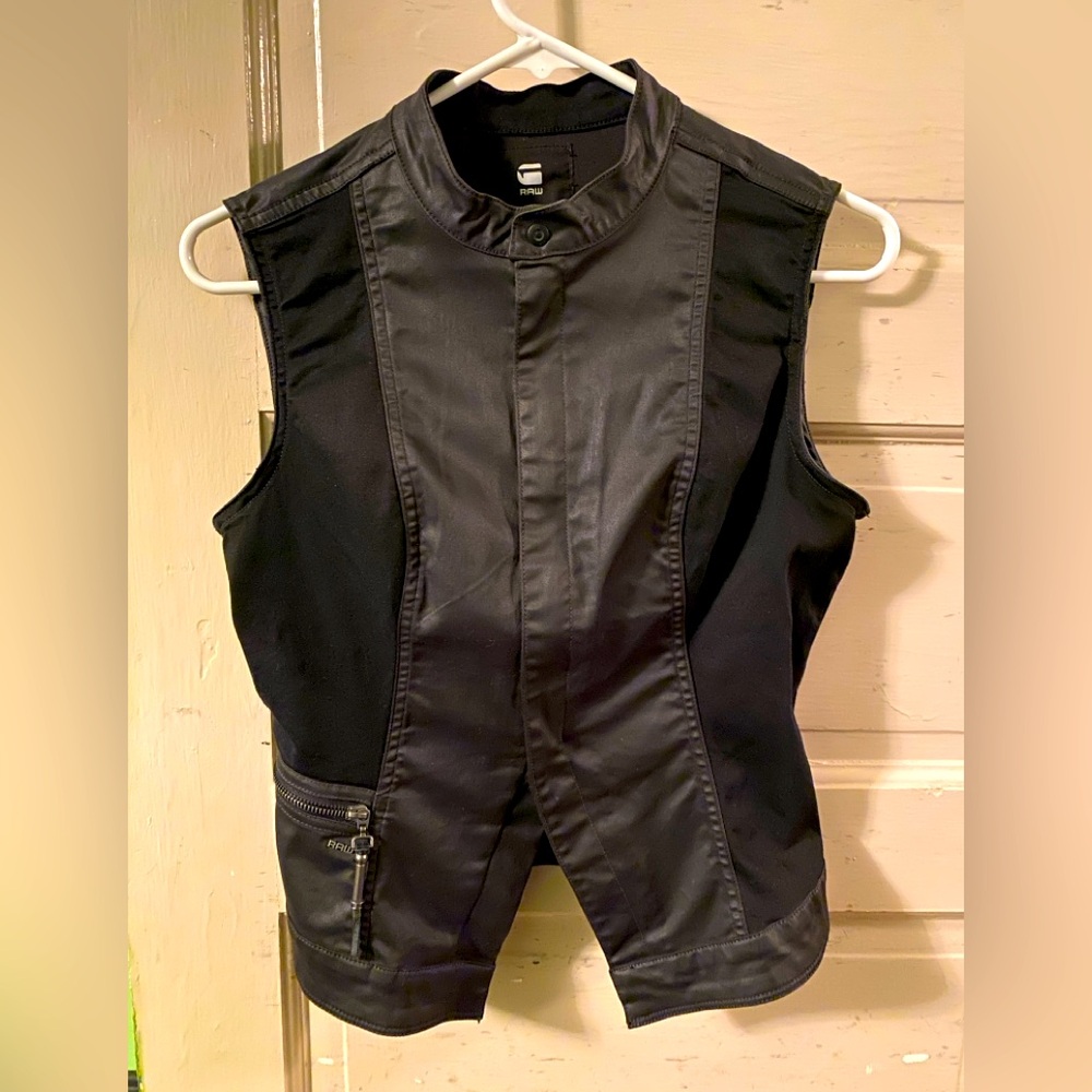 Women's Black fitted, stretch vest by G-Star, XS/S